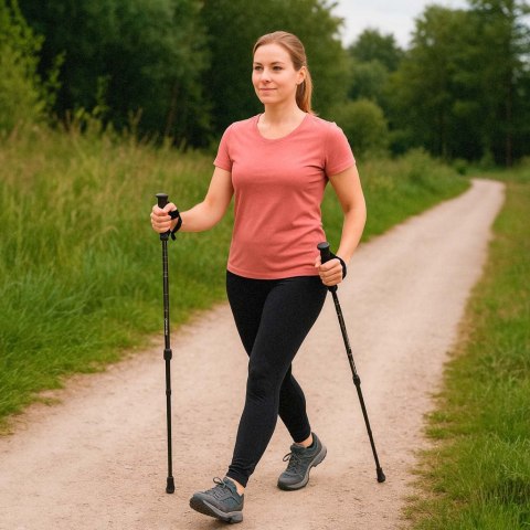 Kijki kije trekkingowe do nordic walking składane 2 sztuki czarne