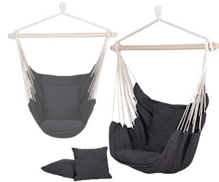 Fotel wiszący krzesło brazylijskie huśtawka z poduszkami BOHO czarny