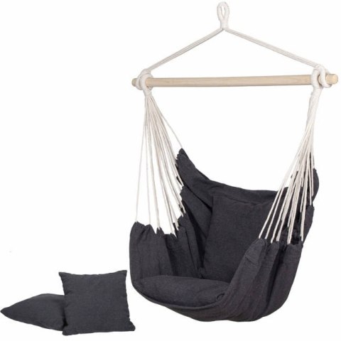 Fotel wiszący krzesło brazylijskie huśtawka z poduszkami BOHO czarny