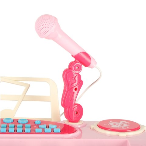 Keyboard dla dzieci pianinko interaktywne organki 37 klawiszy mikrofon statyw różowe