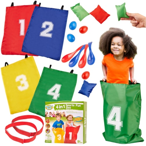 Zestaw animacyjny 4w1 szarfy jajka worki łyżki zestaw ogrodowy