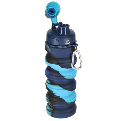 Butelka na wodę bidon silikonowy składany z uchwytem sportowy 500ml niebieski