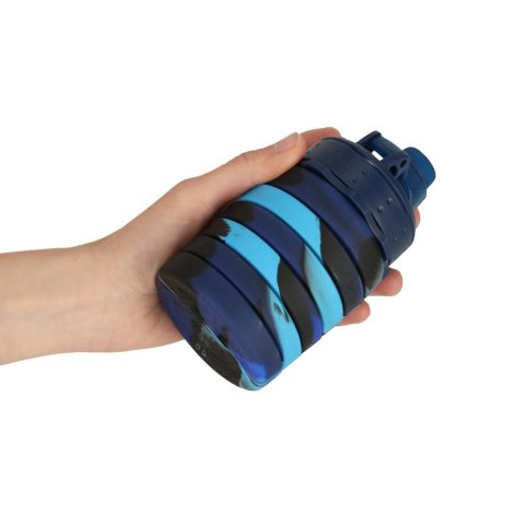 Butelka na wodę bidon silikonowy składany z uchwytem sportowy 500ml niebieski