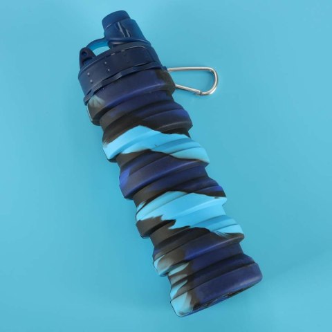 Butelka na wodę bidon silikonowy składany z uchwytem sportowy 500ml niebieski