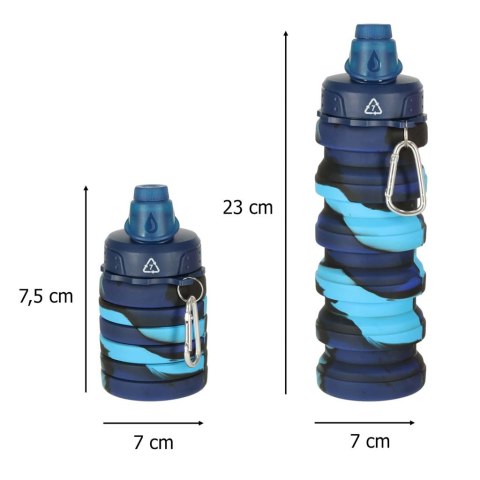 Butelka na wodę bidon silikonowy składany z uchwytem sportowy 500ml niebieski