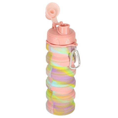 Butelka na wodę bidon silikonowy składany z uchwytem sportowy 500ml tęczowy