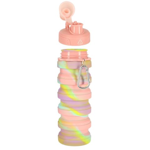 Butelka na wodę bidon silikonowy składany z uchwytem sportowy 500ml tęczowy