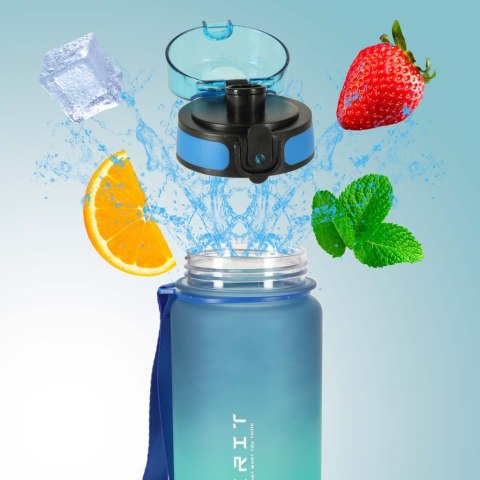 Butelka na wodę bidon ze słomką uchwytem sportowy 600ml niebiesko-zielony