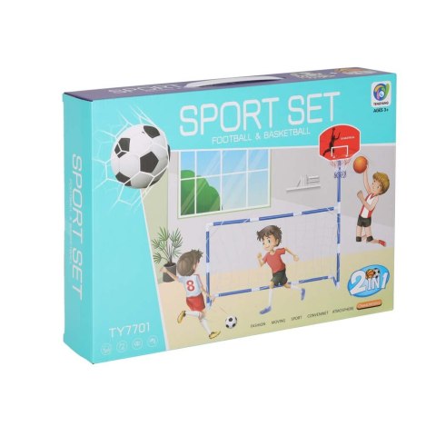 Bramka piłkarska do piłki nożnej tablica do koszykówki gry w kosza gra 2w1 2 piłki pompka