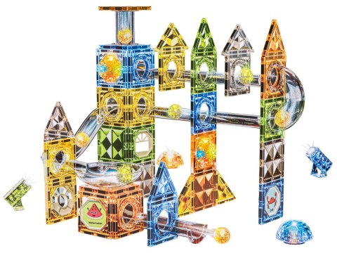 Klocki Magnetyczne Konstrukcyjne TOR KULKOWY Świecące Elementy 105 El. Kulodrom Przecena