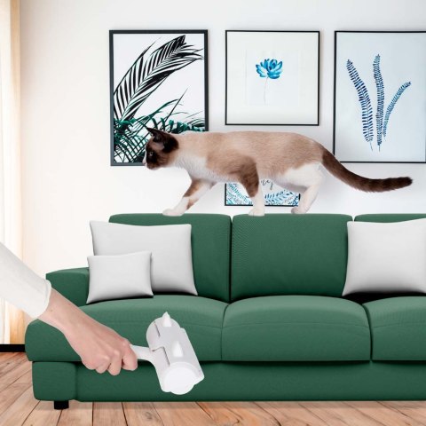 Szczotka wałek rolka do czyszczenia sierści z ubrań tapicerki biało-niebieska