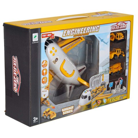 Transporter samolot + 3 auta pojazdy budowlane