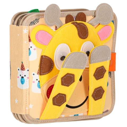 Książeczka sensoryczna edukacyjna filcowa 3D manipulacyjna ruchome elementy żyrafa