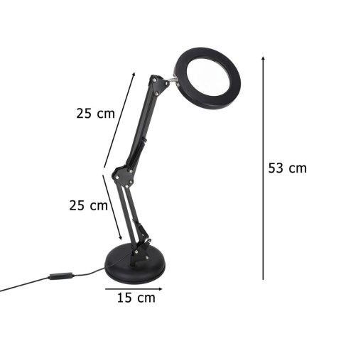 Lampka na biurko biurkowa LED z lupą szło powiększające obrotowy wysięgnik 2 sposoby mocowania