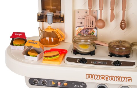 MEGA Kuchnia z Funkcją Świateł, Dźwięku i Pary + Akcesoria Beżowa