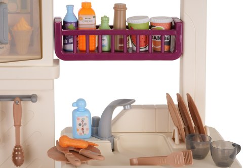 MEGA Kuchnia z Funkcją Świateł, Dźwięku i Pary + Akcesoria Beżowa