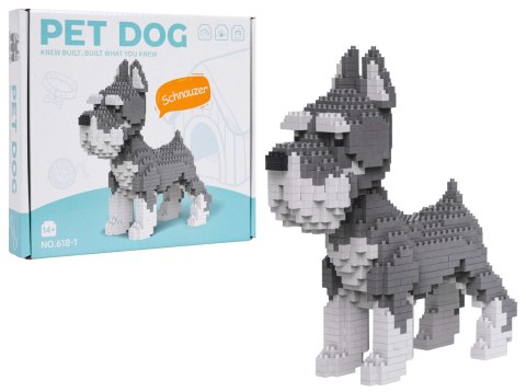 Klocki Piesek do Złożenia Sznaucer - zestaw konstrukcyjny 3D 800el.