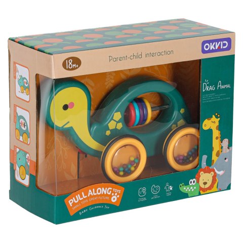 Żółwik zabawka dla dzieci do ciągania na sznurku mobilna grzechotka