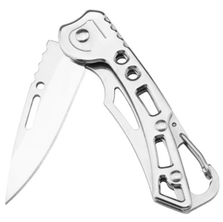 Taktyczny nóż z karabińczykiem survivalowy brelok srebrny