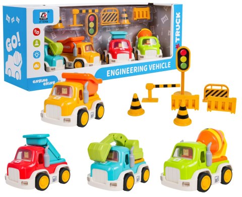 Zestaw Autek Budowlanych z Funkcją Dźwięku i Świateł + Akcesoria