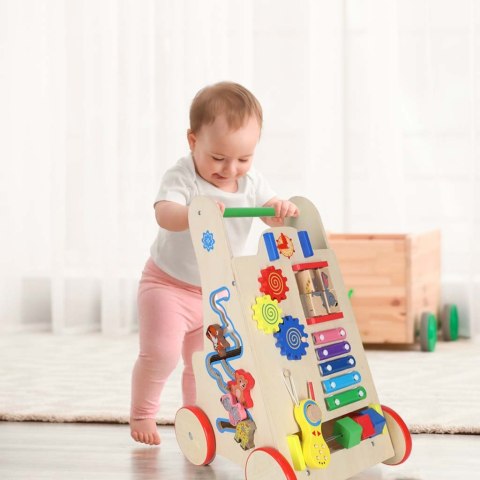 Drewniany pchacz chodzik kostka edukacyjna 6w1