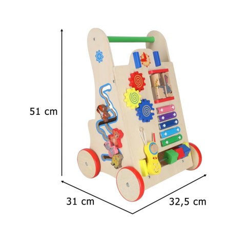 Drewniany pchacz chodzik kostka edukacyjna 6w1