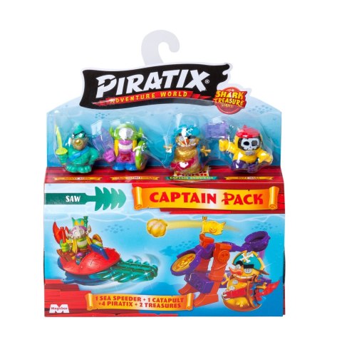 Piratix 2 Shark Treasure Capitan Pack Saw pojazd morski 4 figurki katapulta