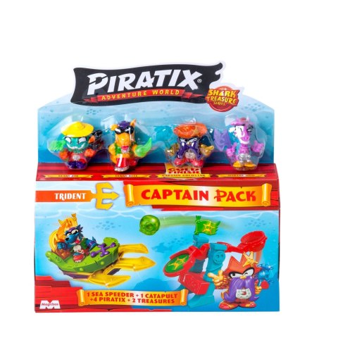 Piratix 2 Shark Treasure Capitan Pack Saw pojazd morski 4 figurki katapulta