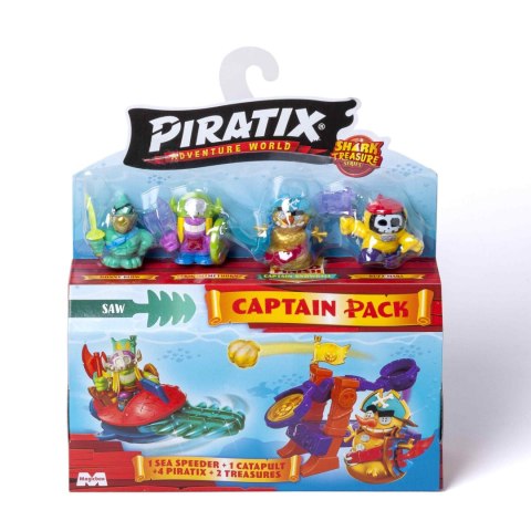 Piratix 2 Shark Treasure Capitan Pack Saw pojazd morski 4 figurki katapulta