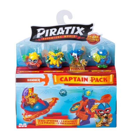 Piratix 2 Shark Treasure Capitan Pack Saw pojazd morski 4 figurki katapulta