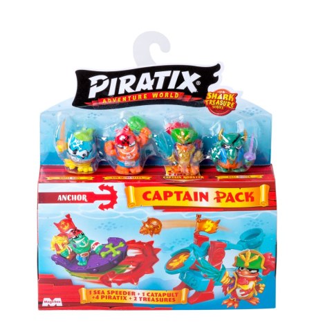 Piratix 2 Shark Treasure Capitan Pack Saw pojazd morski 4 figurki katapulta