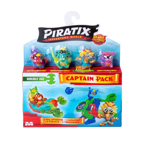 Piratix 2 Shark Treasure Capitan Pack Saw pojazd morski 4 figurki katapulta