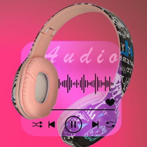 Słuchawki bezprzewodowe nauszne Bluetooth Gaming Sport różowe