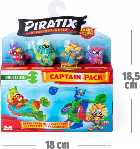 Piratix 2 Shark Treasure Capitan Pack Double Axe zestaw 4 figurki katapulta