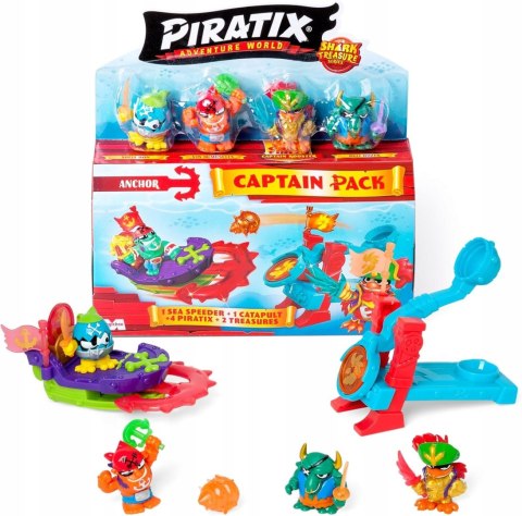 Piratix Shark Treasure Capitan Pack Anchor pojazd morski figurki katapulta