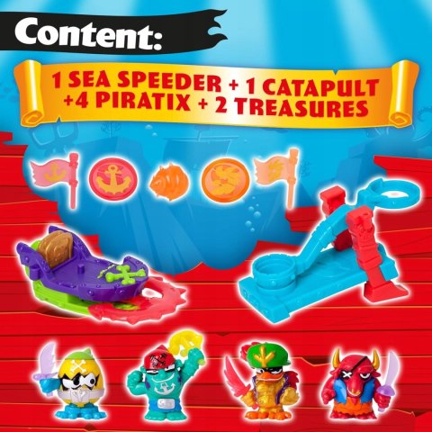 Piratix Shark Treasure Capitan Pack Anchor pojazd morski figurki katapulta