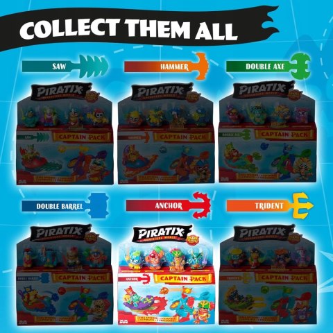 Piratix Shark Treasure Capitan Pack Anchor pojazd morski figurki katapulta