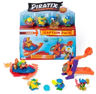 Piratix Shark Treasure Capitan Pack Hammer pojazd morski figurki katapulta