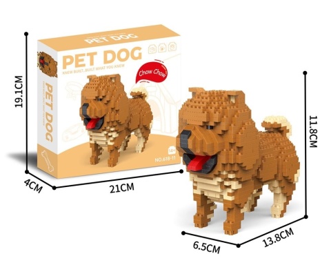 Klocki Piesek do Złożenia Chow Chow - zestaw konstrukcyjny 3D 800el.