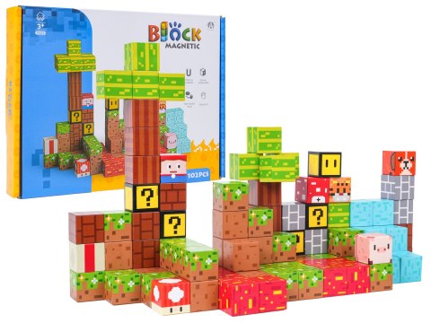 Klocki magnetyczne pikselowe zestaw klocków 102el.