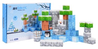 Klocki magnetyczne pikselowe kraina śniegu zestaw klocków 66el.