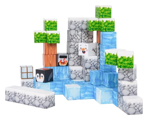 Klocki magnetyczne pikselowe kraina śniegu zestaw klocków 66el.