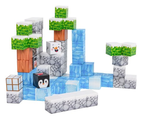 Klocki magnetyczne pikselowe kraina śniegu zestaw klocków 66el.