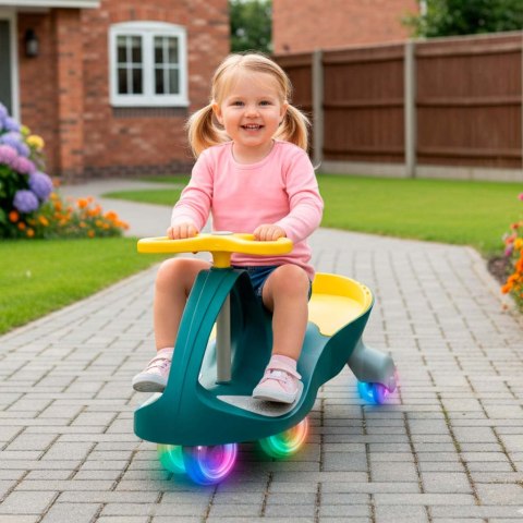 Jeździk grawitacyjny świecące koła LED zielono żół