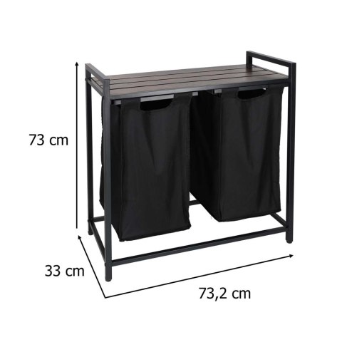 Kosz na pranie bieliznę 2 komory z półką blatem pojemnik loft 76l