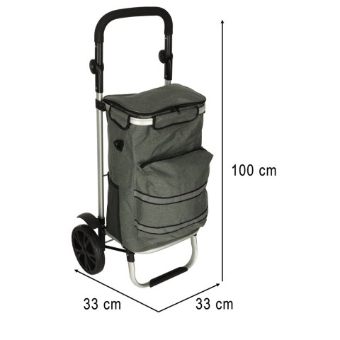 Wózek torba na zakupy na kółkach ze stelażem 100cm szary