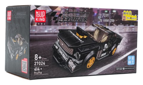 „Zestaw Klocków Mould King – Czarne Sportowe Auto 414 elementów z gumowymi oponami i boxem wystawowym