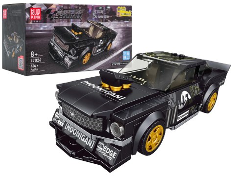 „Zestaw Klocków Mould King – Czarne Sportowe Auto 414 elementów z gumowymi oponami i boxem wystawowym