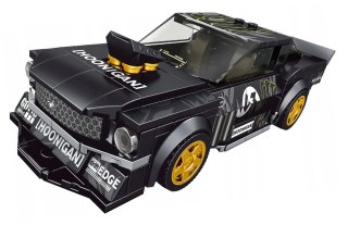 „Zestaw Klocków Mould King – Czarne Sportowe Auto 414 elementów z gumowymi oponami i boxem wystawowym
