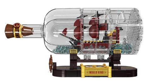 Zestaw Klocków Statek Piracki Czerwony w Butelce 885el. Mould King